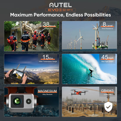 Autel EVO II Dual 640T V3 Thermal Inspection Drone – 6K Imaging & Industrial Survey System