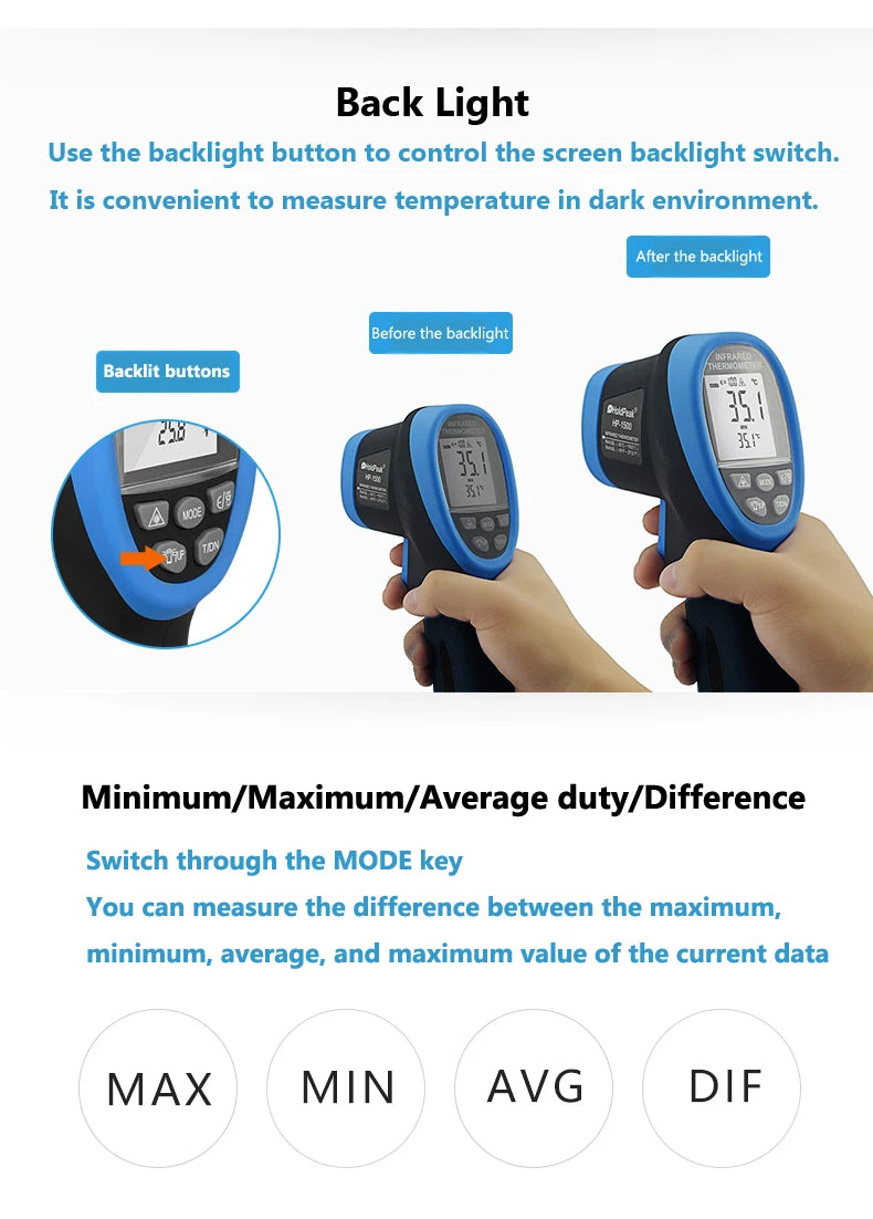 HOLDPEAK HP-1500 Dual Laser IR Thermometer