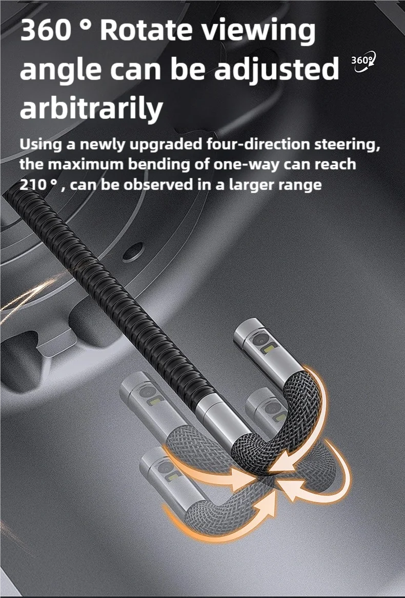 TF600 4-Way Articulating Industrial Borescope – HD Inspection Camera with Dual Lens & 1080P Display