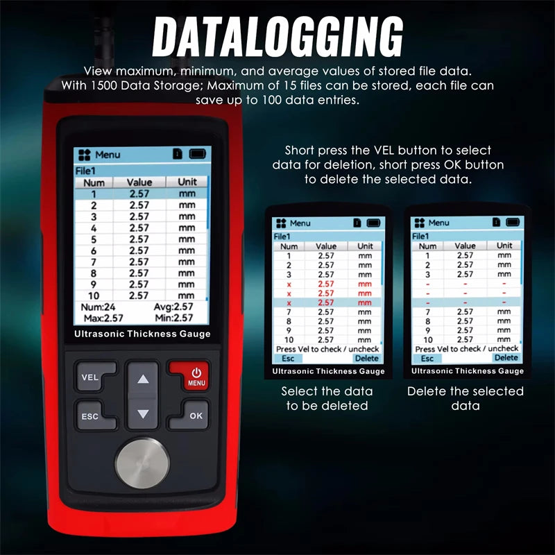 1500 Data Ultrasonic Thickness Gauge – Precision Pipe & Weld Tester