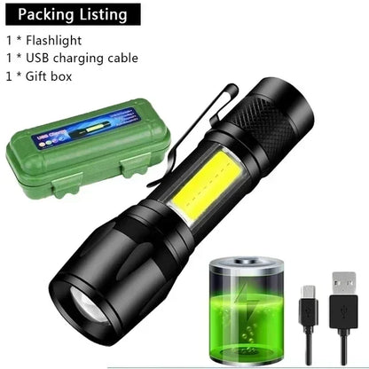 PowerBeam Zoom LED Flashlight – Rechargeable Waterproof Torch