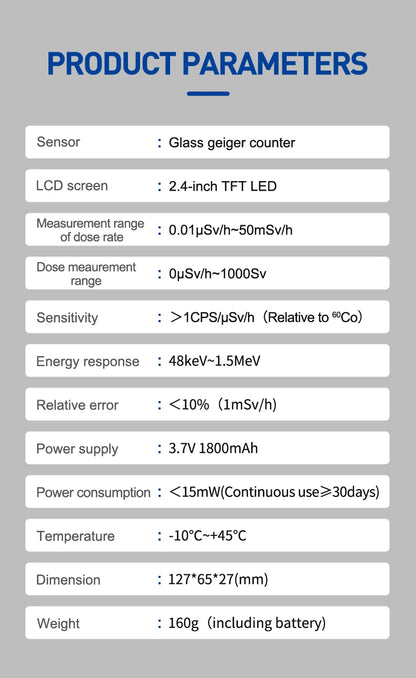 FS5000 Professional Nuclear Radiation Detector – X-Ray, Beta & Gamma Geiger Counter
