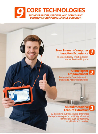 Professional Underground Pipe Water Leak Detector – Smart Ultrasonic Indoor & Outdoor Leak Detection System