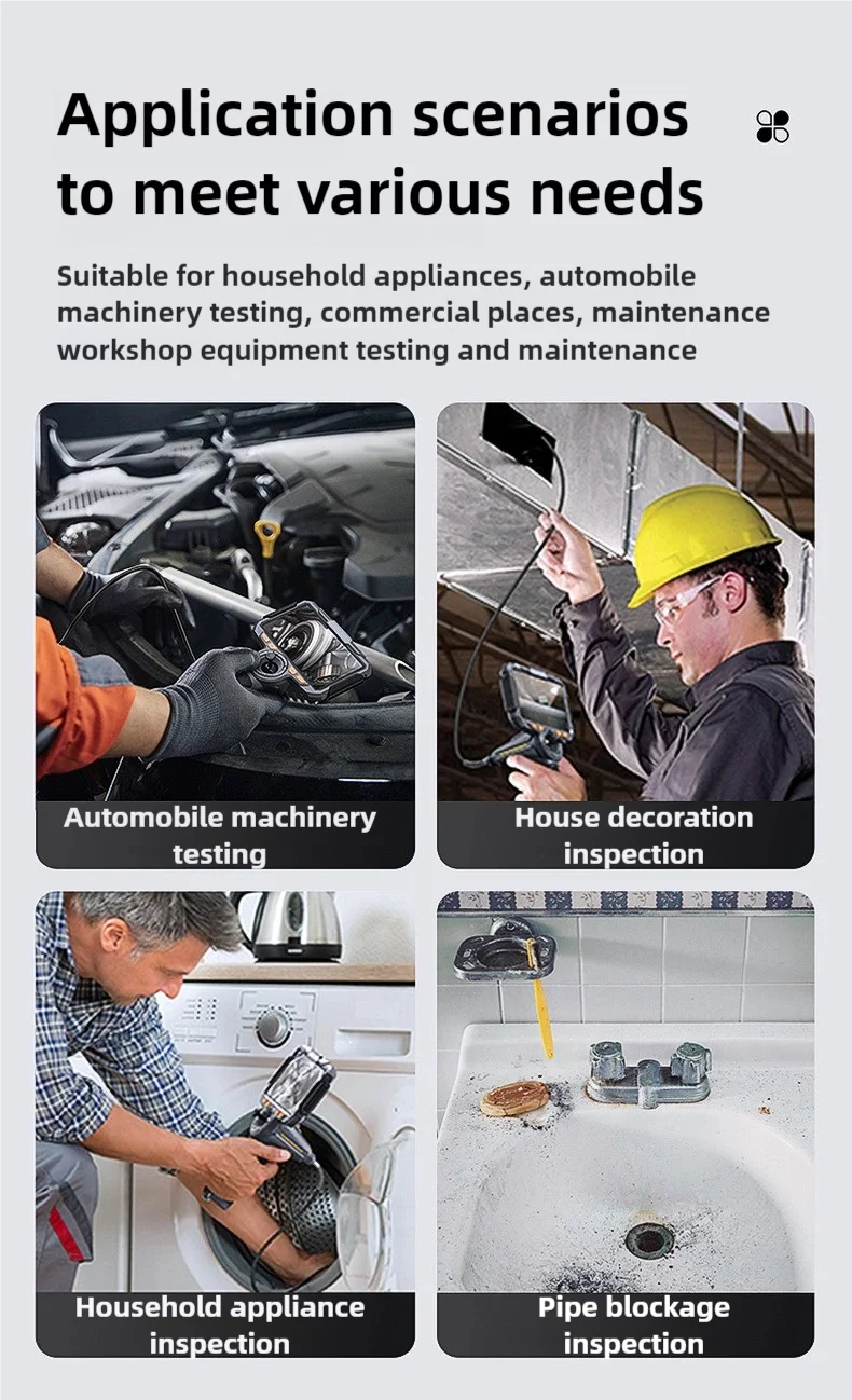 TF600 4-Way Articulating Industrial Borescope – HD Inspection Camera with Dual Lens & 1080P Display