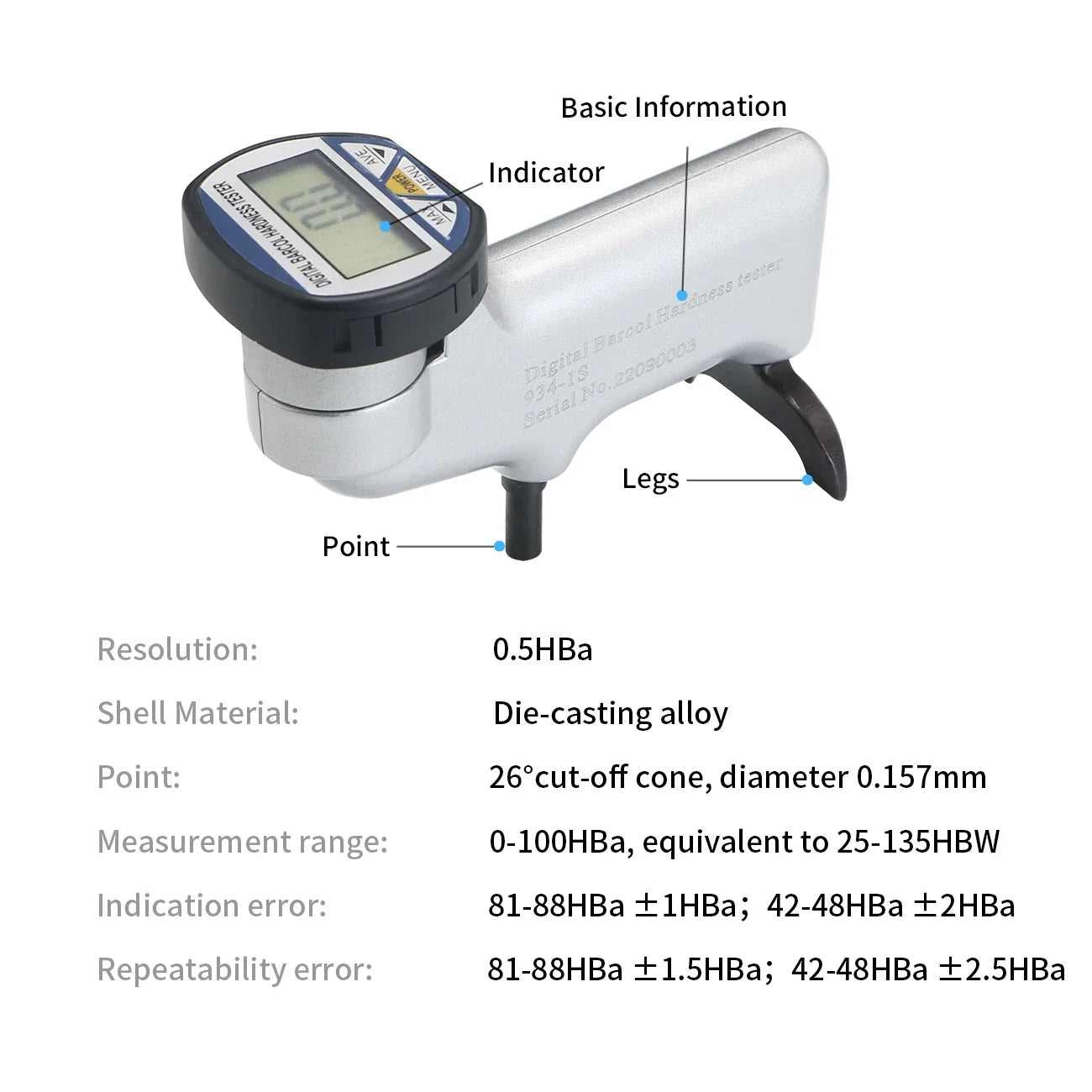 Barcol Hardness Tester for Aluminum & Copper