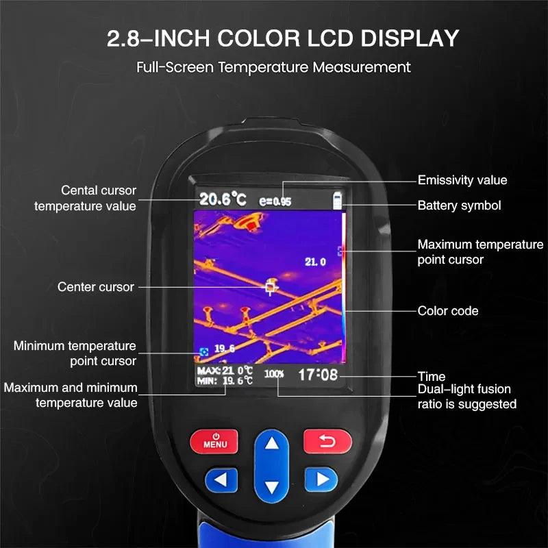 Industrial Thermal Imaging Camera 120×90 IR Resolution – 2.8" Display, -4°F to 1022°F