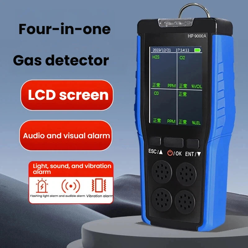 4-in-1 Portable Gas Detector – O₂, CO, H₂S & LEL Explosion-Proof Industrial Safety Monitor