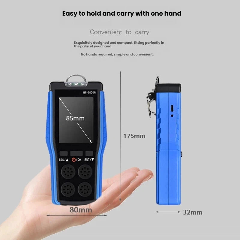 4-in-1 Portable Gas Detector – O₂, CO, H₂S & LEL Explosion-Proof Industrial Safety Monitor