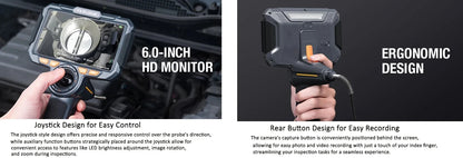 TF600 4-Way Articulating Industrial Borescope – HD Inspection Camera with Dual Lens & 1080P Display