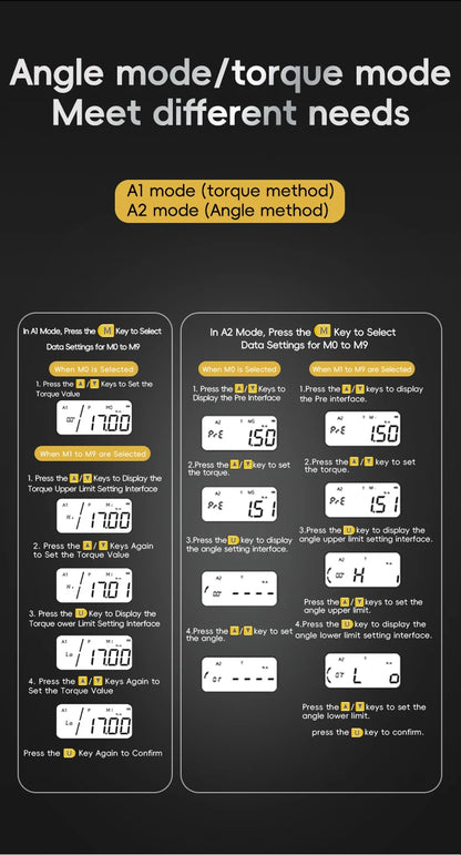 MoveCrab Digital Torque Wrench – 3/8" & 1/2" Drive Angle Torque Meter 3–340 N·m for Industrial Maintenance