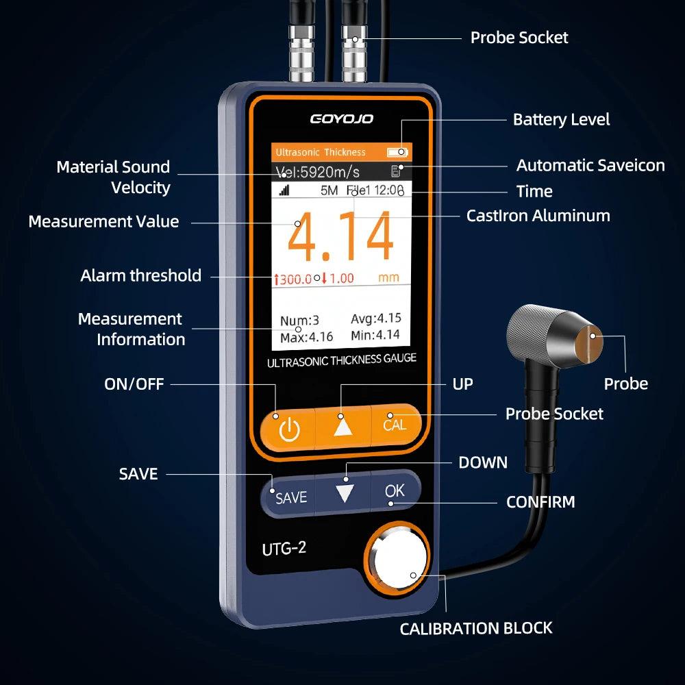 UTG-2 Ultrasonic Thickness Gauge – Industrial NDT Metal Thickness Tester