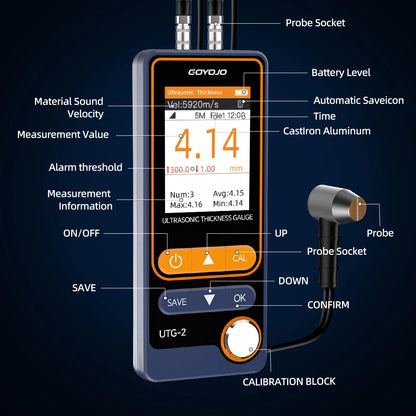 UTG-2 Ultrasonic Thickness Gauge – Industrial NDT Metal Thickness Tester