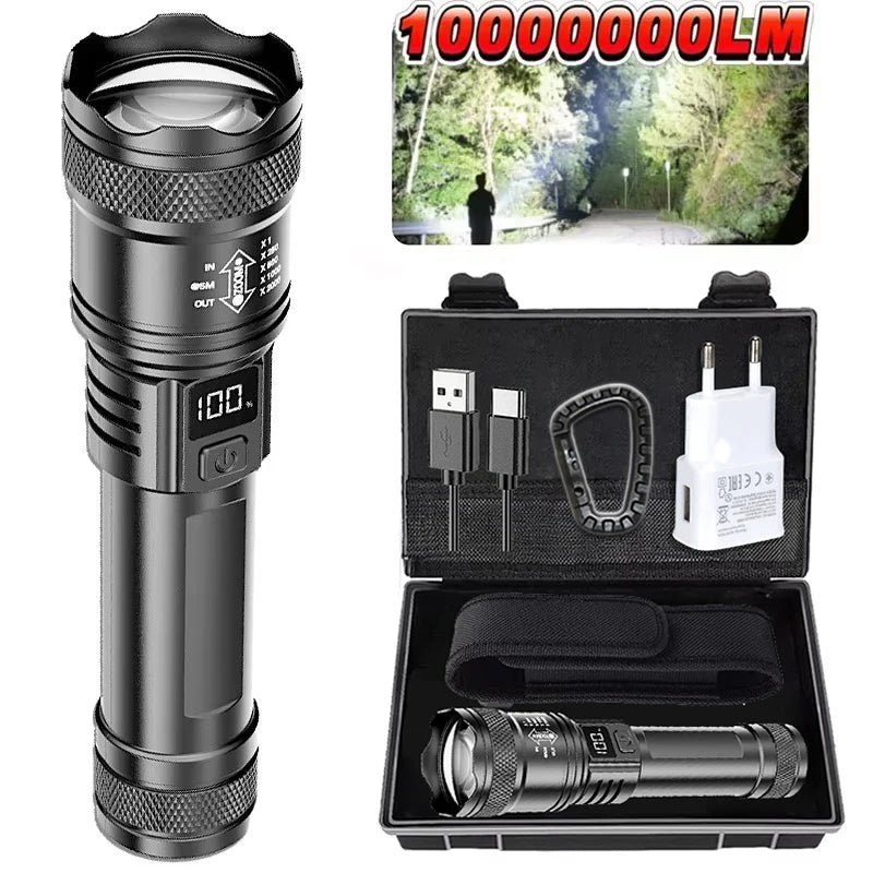 PowerBeam Zoom LED Flashlight – Rechargeable Waterproof Torch