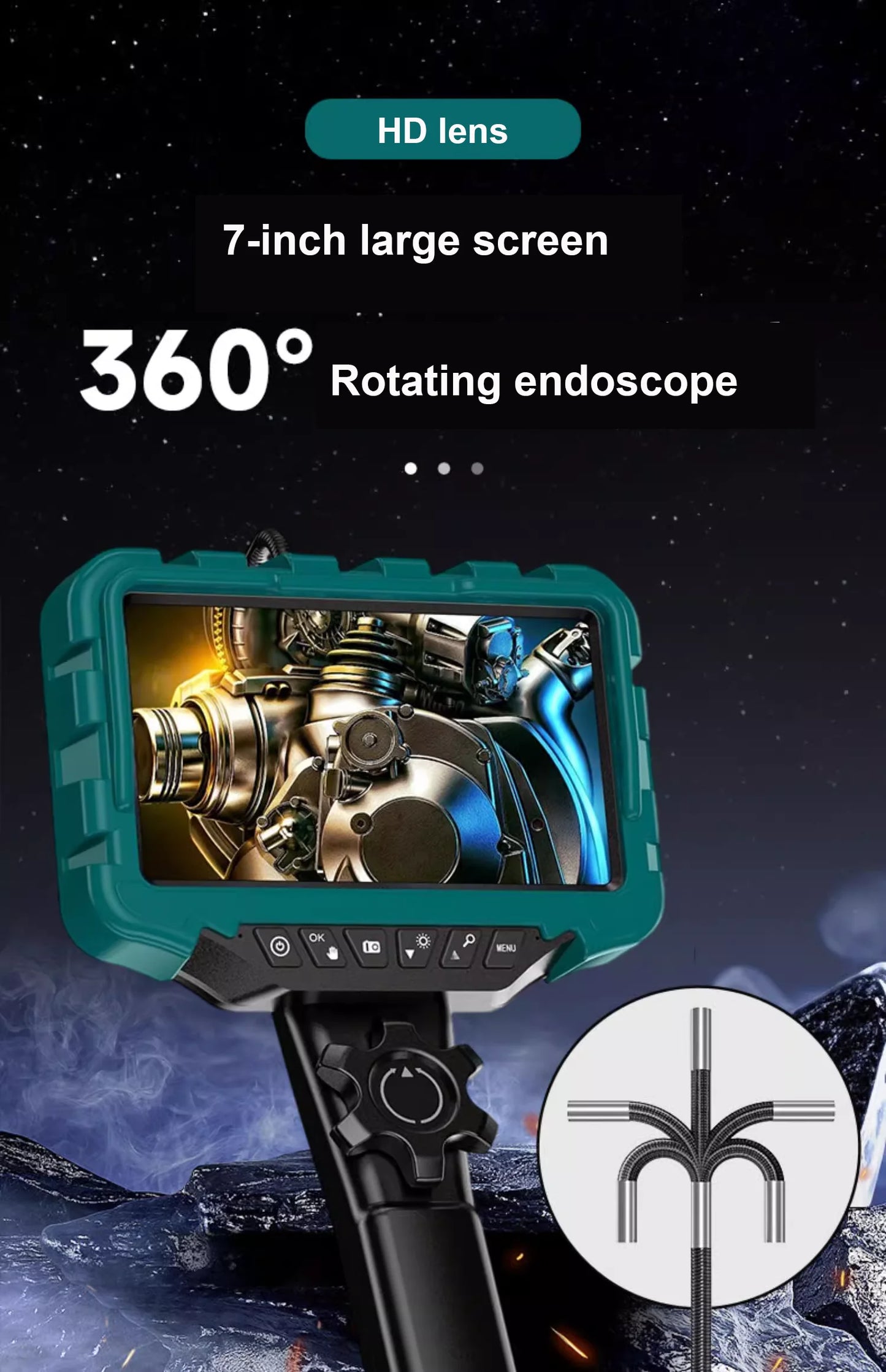 360° Articulating Industrial Borescope – HD Inspection Camera