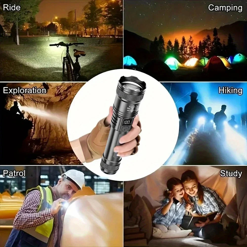 PowerBeam Zoom LED Flashlight – Rechargeable Waterproof Torch