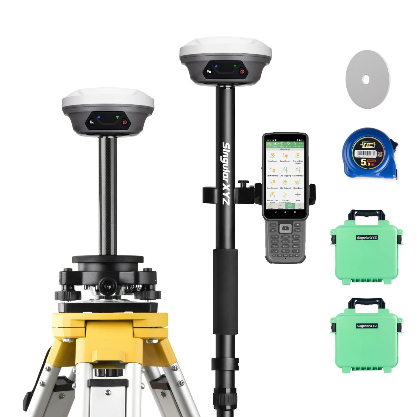 SingularXYZ E1 Lite RTK GNSS Receiver Base & Rover Kit – 1cm Accuracy Waterproof Surveying System