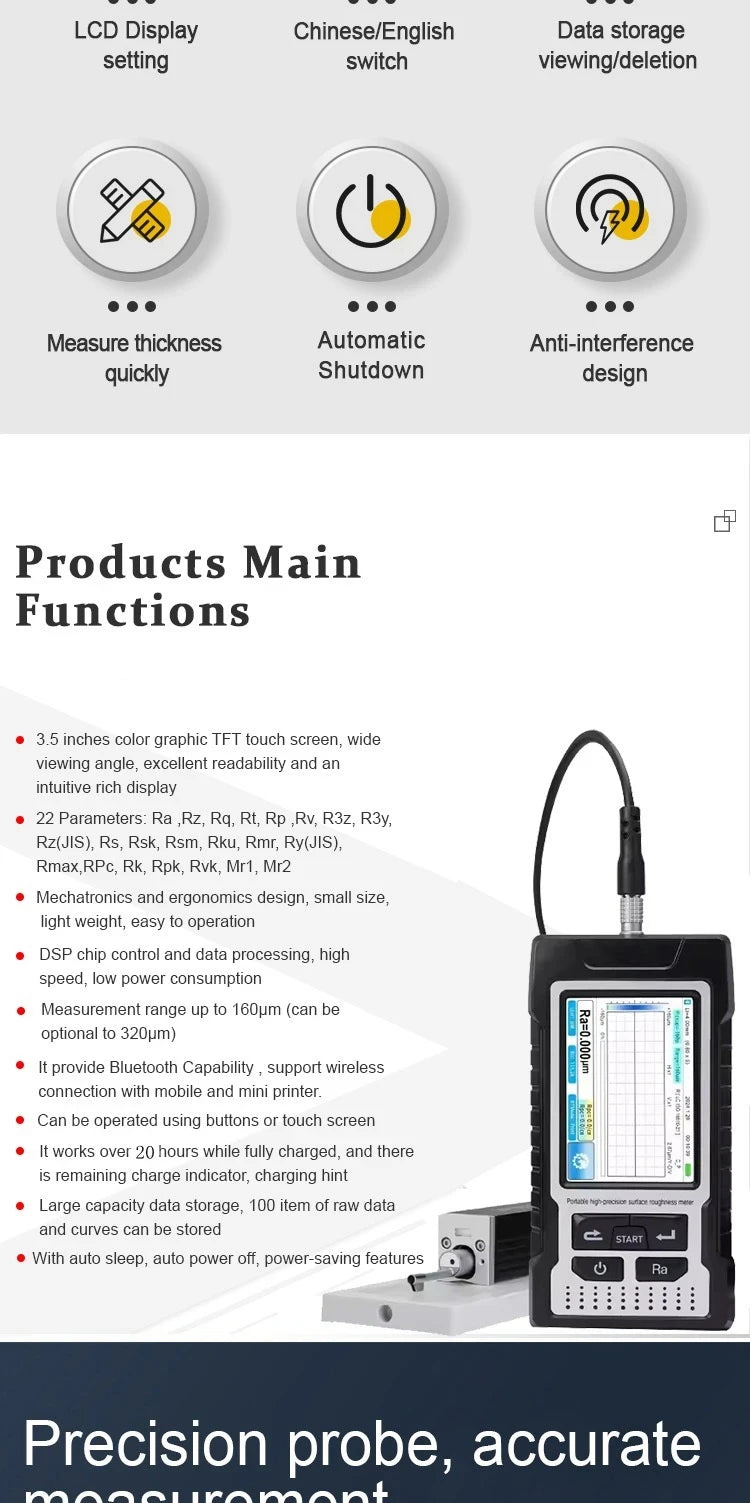 Industrial Surface Roughness Tester – Portable Digital Roughness & Anchor Profile Measurement Instrument