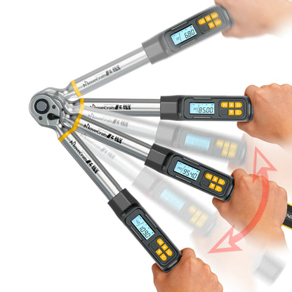 MoveCrab Digital Torque Wrench – 3/8" & 1/2" Drive Angle Torque Meter 3–340 N·m for Industrial Maintenance