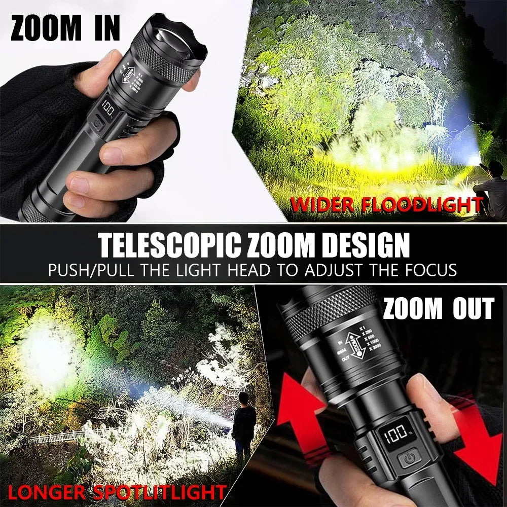 PowerBeam Zoom LED Flashlight – Rechargeable Waterproof Torch
