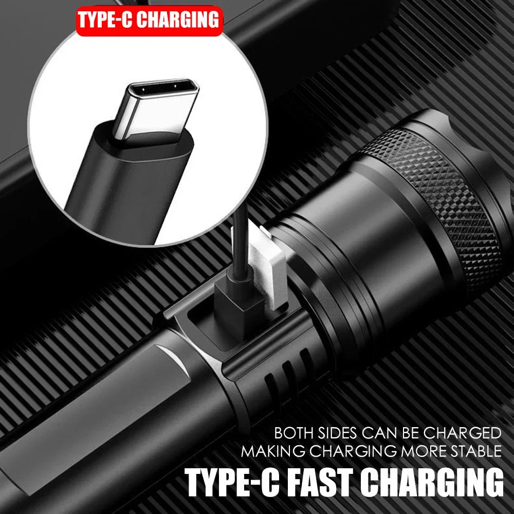 PowerBeam Zoom LED Flashlight – Rechargeable Waterproof Torch