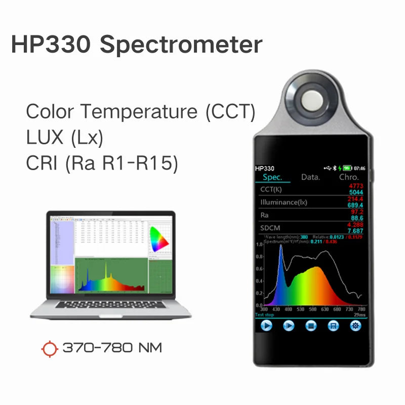 HP330 Spectrometer – Lux, CCT & CRI Light Color Meter