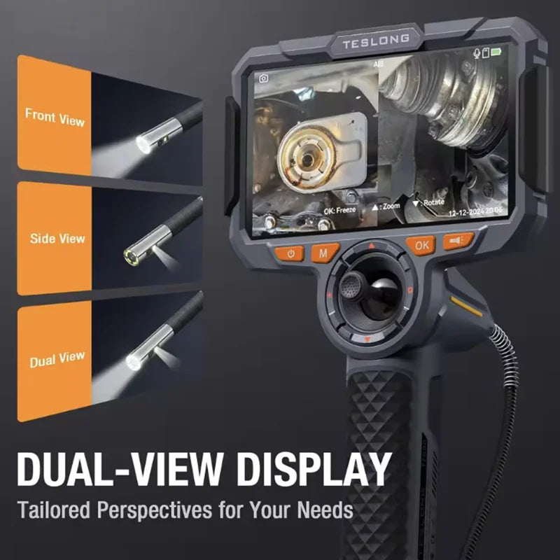 TF600 4-Way Articulating Industrial Borescope – HD Inspection Camera with Dual Lens & 1080P Display