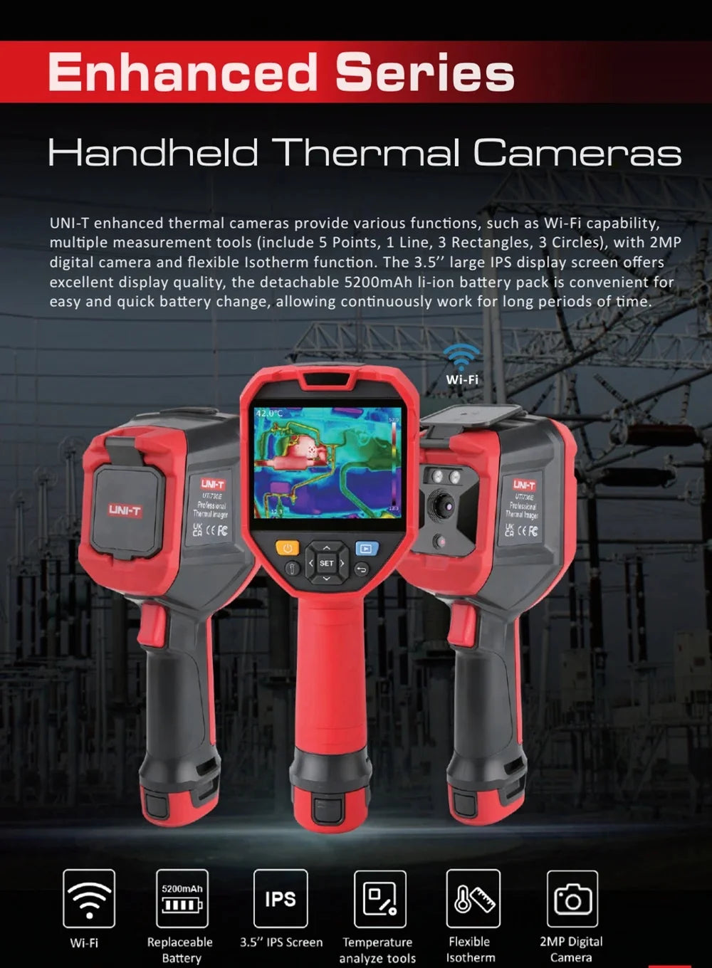 UNI-T UTi720E Professional Thermal Imaging Camera – 256×192 IR Resolution with Wi-Fi