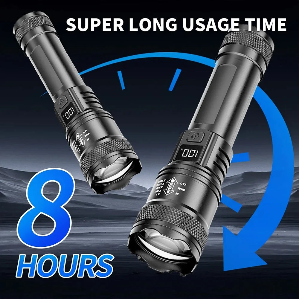 PowerBeam Zoom LED Flashlight – Rechargeable Waterproof Torch