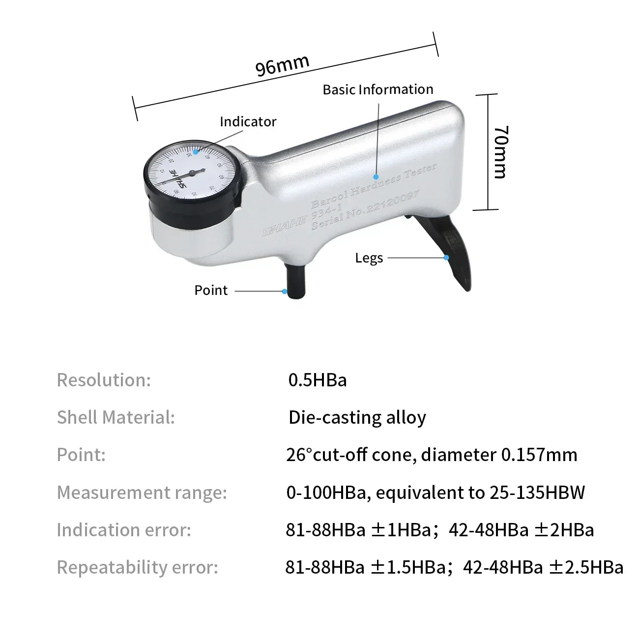 Barcol Hardness Tester for Aluminum & Copper