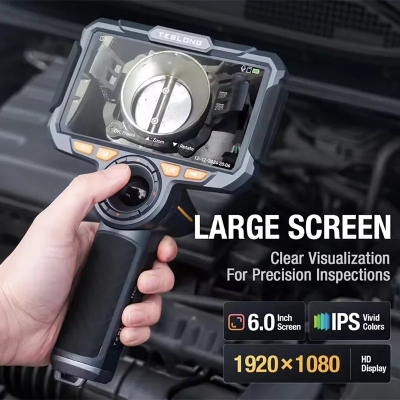 TF600 4-Way Articulating Industrial Borescope – HD Inspection Camera with Dual Lens & 1080P Display