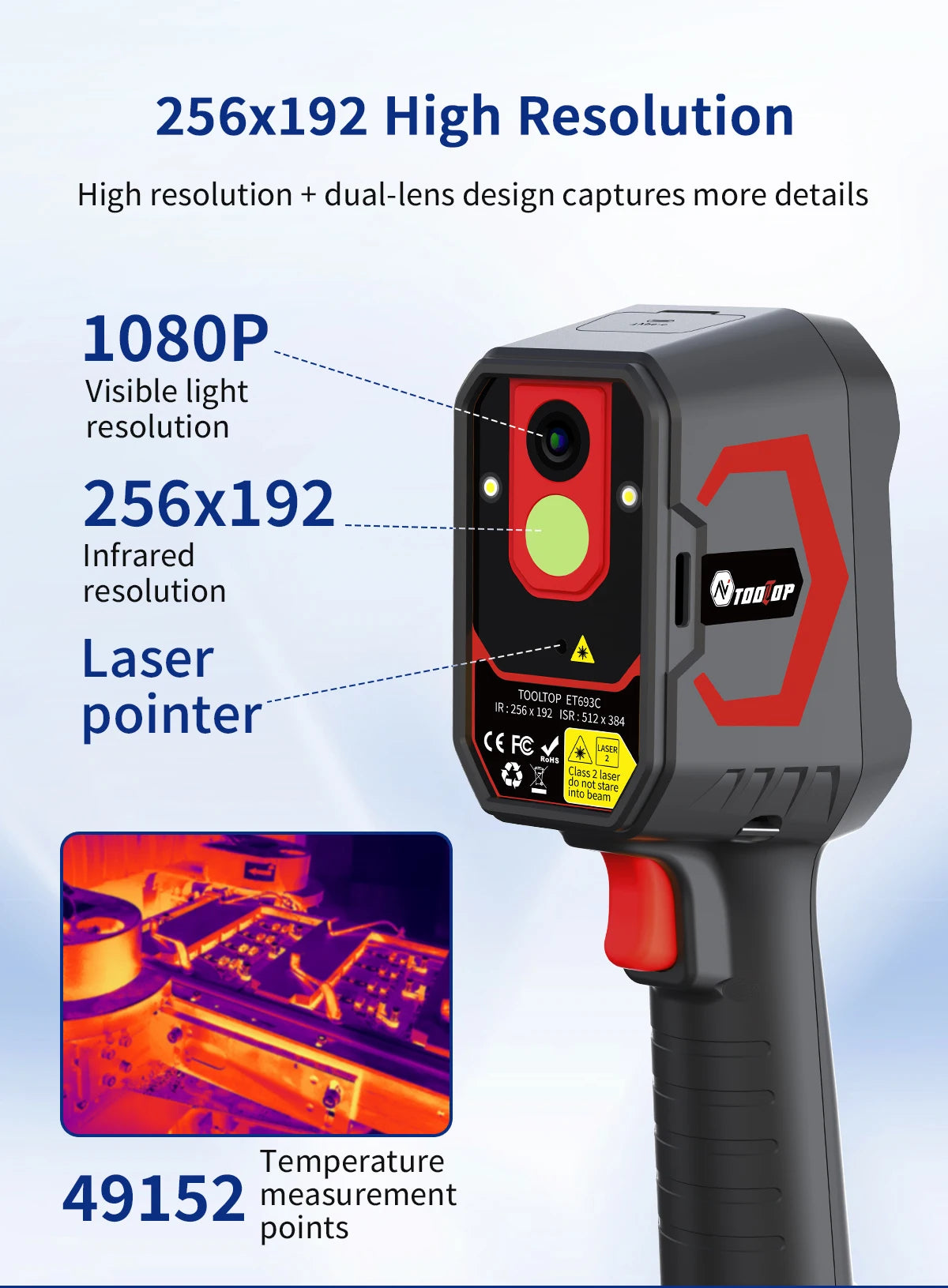 TOOLTOP ET693C Thermal Imaging Camera – 2-in-1 IR & Visible Inspection Imager