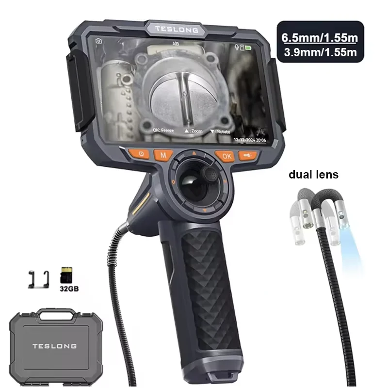 TF600 4-Way Articulating Industrial Borescope – HD Inspection Camera with Dual Lens & 1080P Display