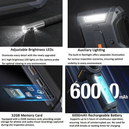 TF600 4-Way Articulating Industrial Borescope – HD Inspection Camera with Dual Lens & 1080P Display