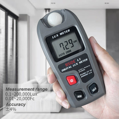 BSIDE Digital Lux Meter – 200,000 Lux Light Measurement Tester