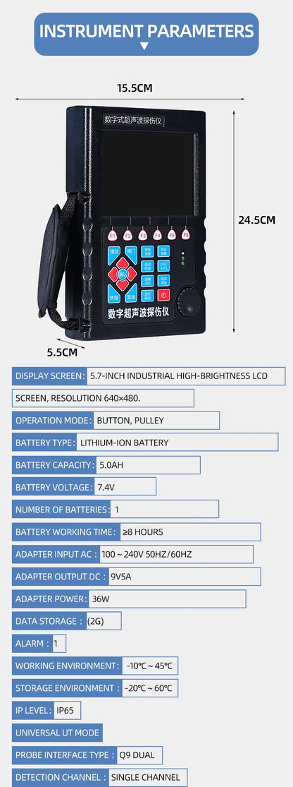 Portable Ultrasonic Flaw Detector – Digital NDT Weld & Pipe Inspector